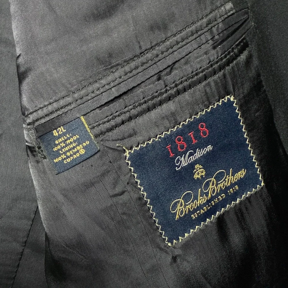 Brooks Brothers 1818 Madison Loro Piana Wool Blazer Men's 42L Navy Blue‎